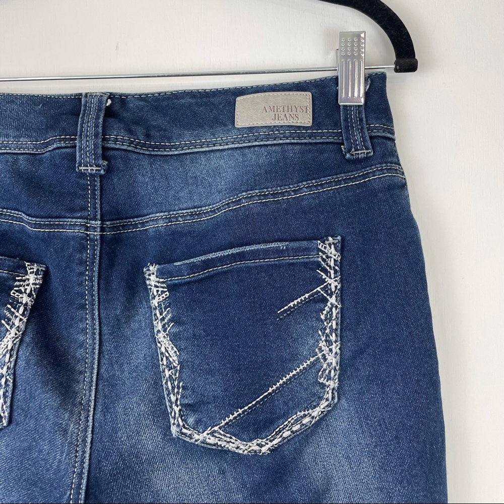 Amethyst Jeans Dark Wash Boot Cut Raw Hem - Picture 9 of 13